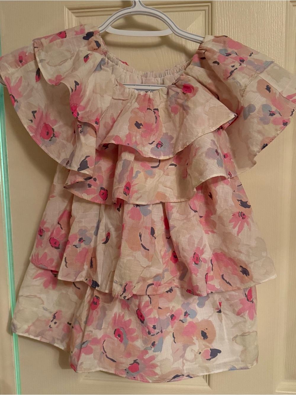 Something Navy Floral Tiered Dress - Pastel Multi